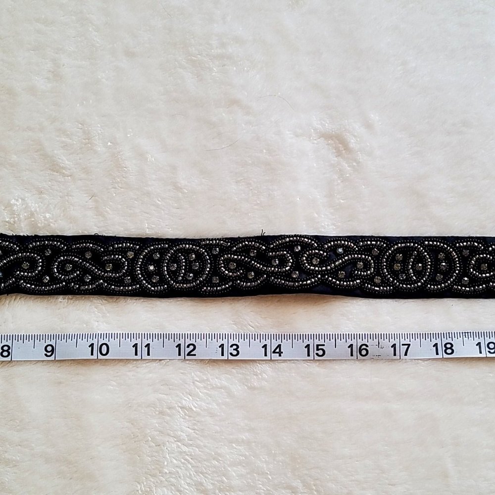 LOFT Embroidered Beaded Black Belt